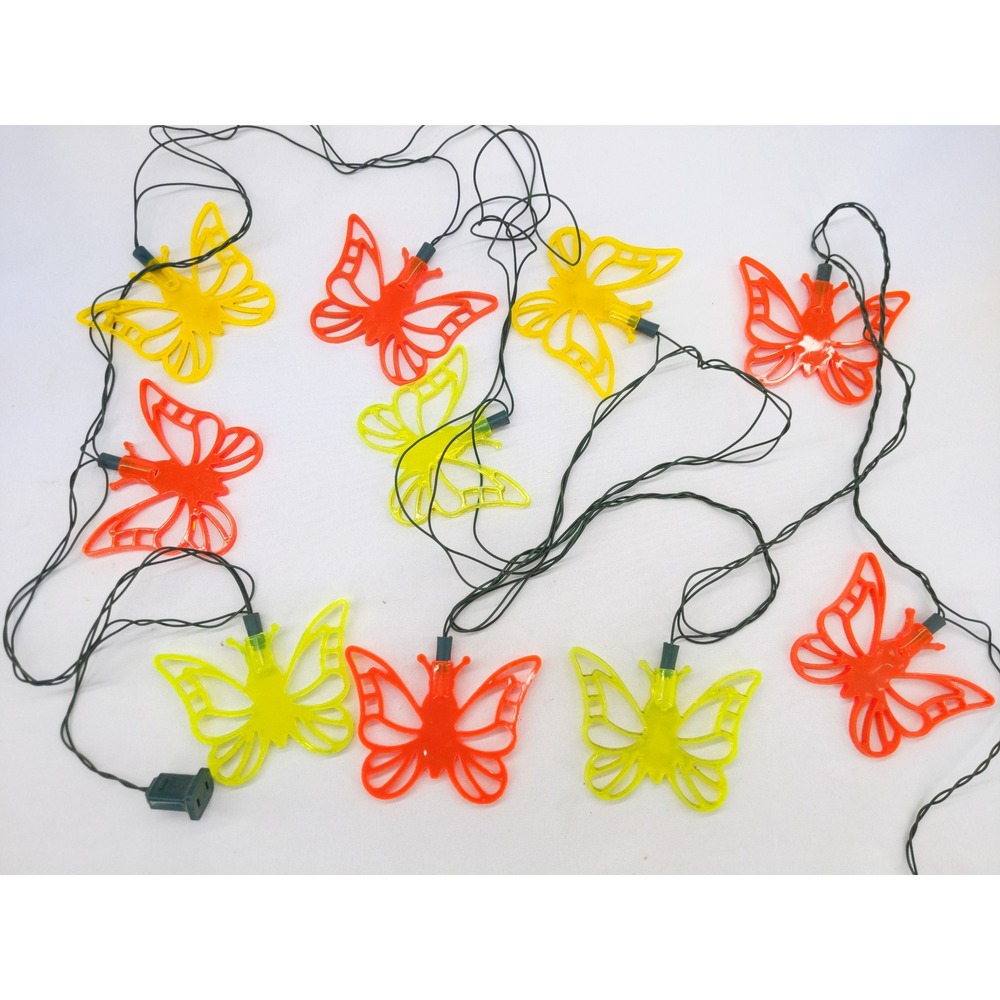 Noma String Lights Yellow Orange Vintage Y2K Butterfly Garden Decor 10 Light Set
